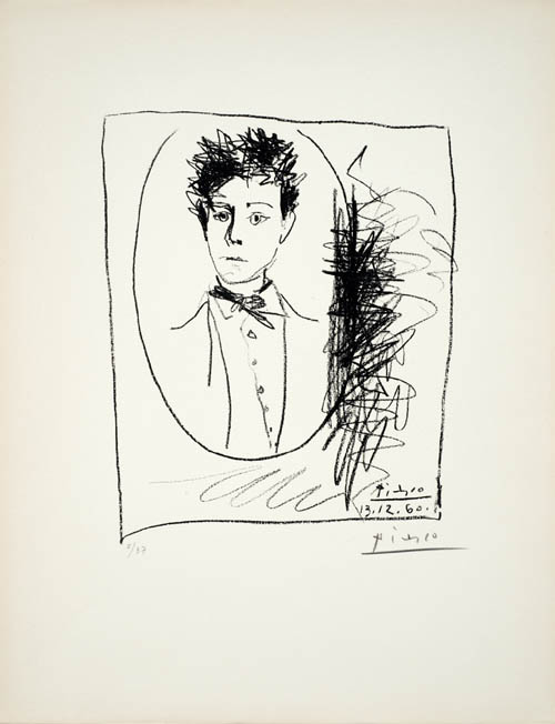Pablo Picasso - Portrait of Arthur Rimbaud - 1960 lithograph